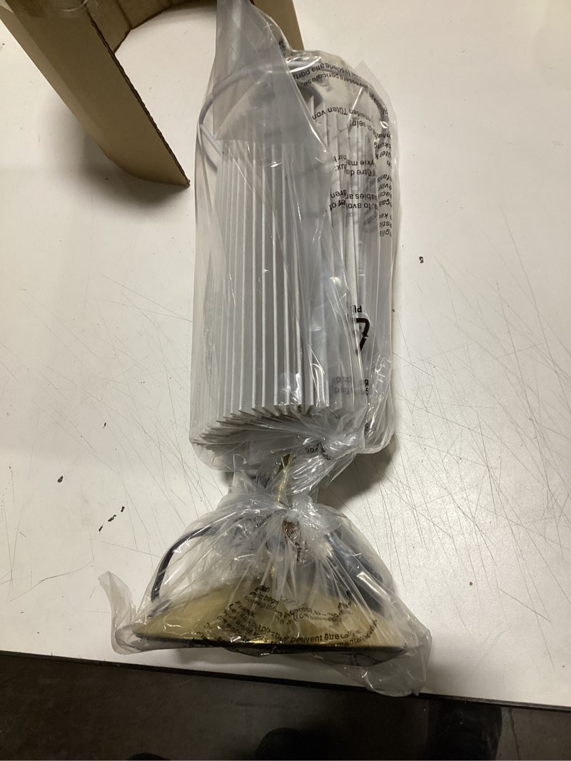 Condition photo showing Good Condition for KUNJOULAM Small Pleated Table Lamp, Bedside Nightstand Lamp with Beige Lampshade, Morden Mini Lamp for Bedroom Home Office Decor, E12 Bulb Included Copper