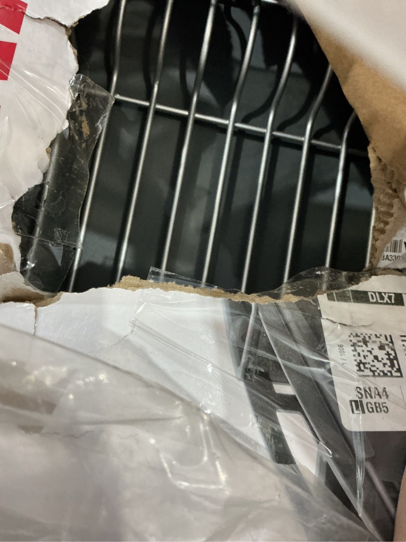 Condition photo showing As Is for kitchenaid large capacity full size rust resistant dish rack with angled drain board and removable flatware caddy, light grey gray full size