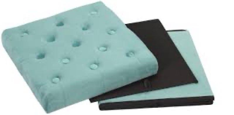 PINPLUS 15.7" Folding Green Velvet Storage Ottoman for Living Room, Foot Rest Stool,2 Pack