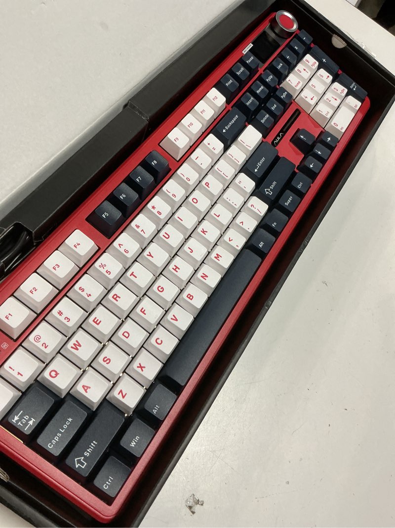 Condition photo showing Good Condition for aula f108 pro - wireless mechanical keyboard with screen&knob,hot swappable gaming keyboard with 8000mah battery,pre-lubed switches,rgb backlit,pbt keycaps creamy sounding computer keyboards,104 keys white&red