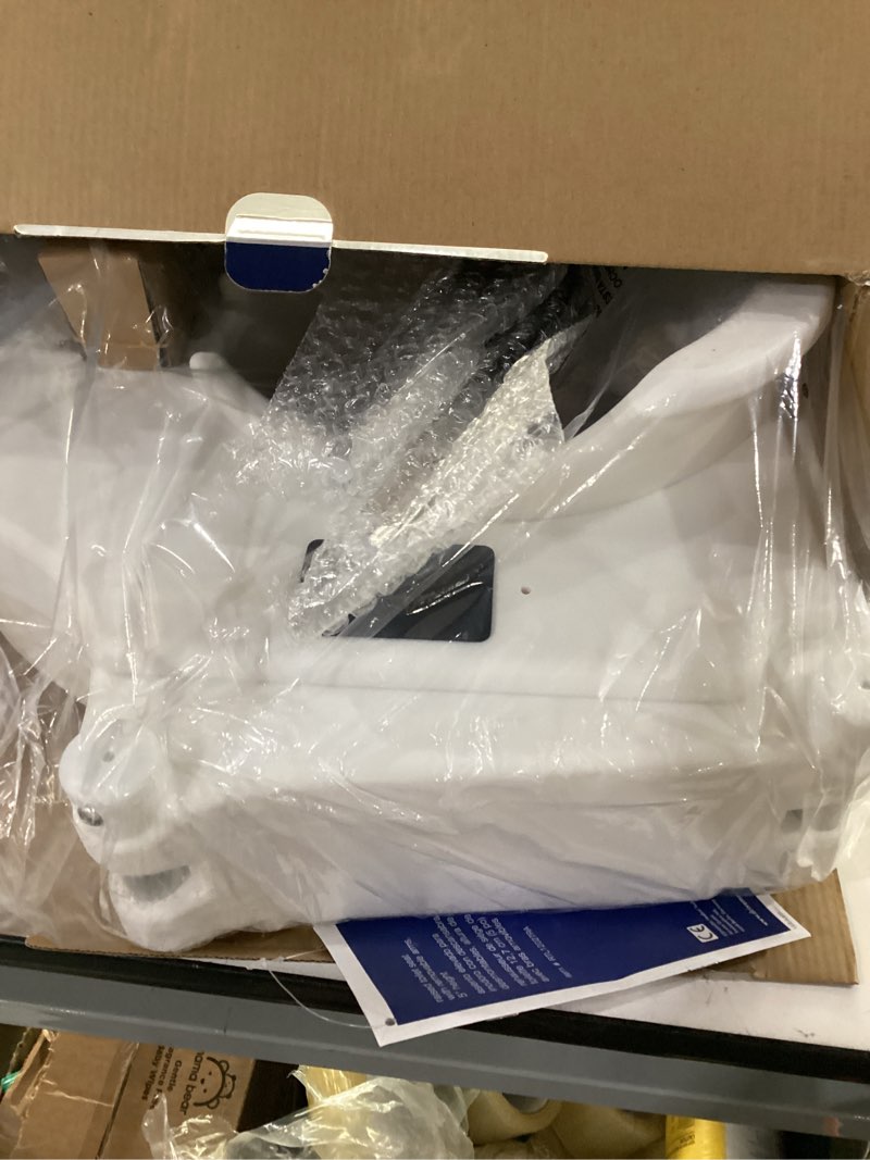 Condition photo showing As Is for bath safetyraised toilet seat product description: elev.toilet seat w/ remarms,rtl,1 ea