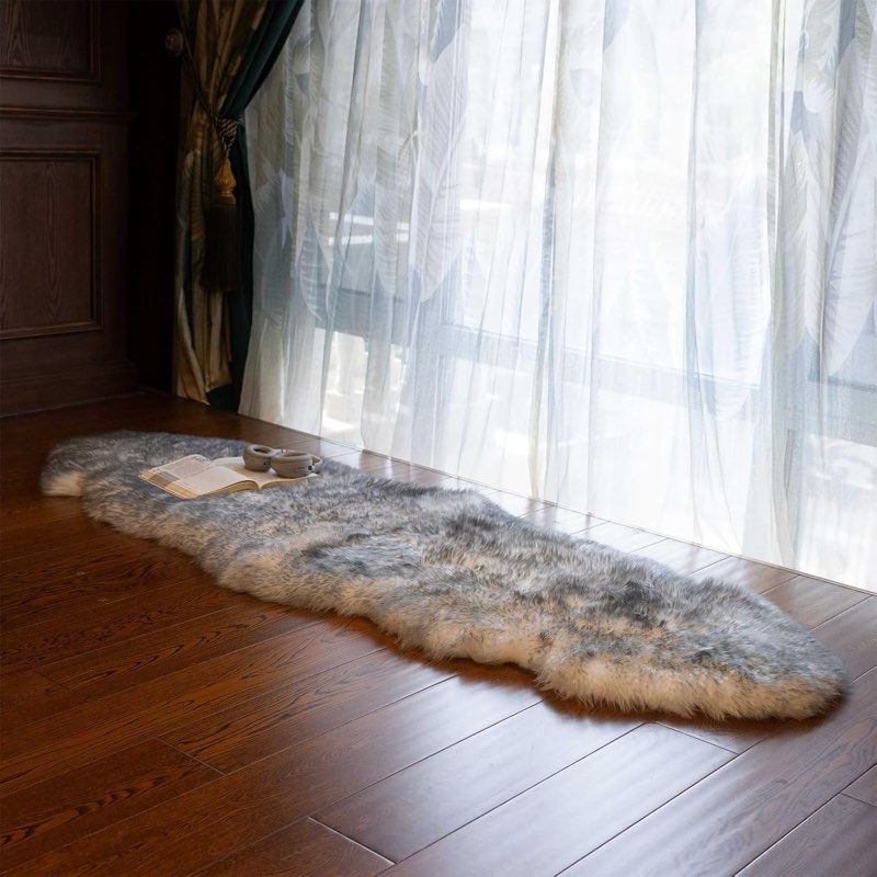 RZLWOOL Genuine Sheepskin Rug New Zealand Fluffy Lambskin Rug, Natural Luxury Sheepskin Throw for Be