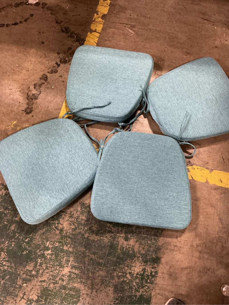 Condition photo showing As Is for Chair Cushions for Dining Chairs, D-Shaped Seat Cushions with Removable Washable Cover and Ties, Chair Pads for Kitchen, Indoor Dining Room, Patio Chairs, 17'' x 16'', Set of 4, Blue