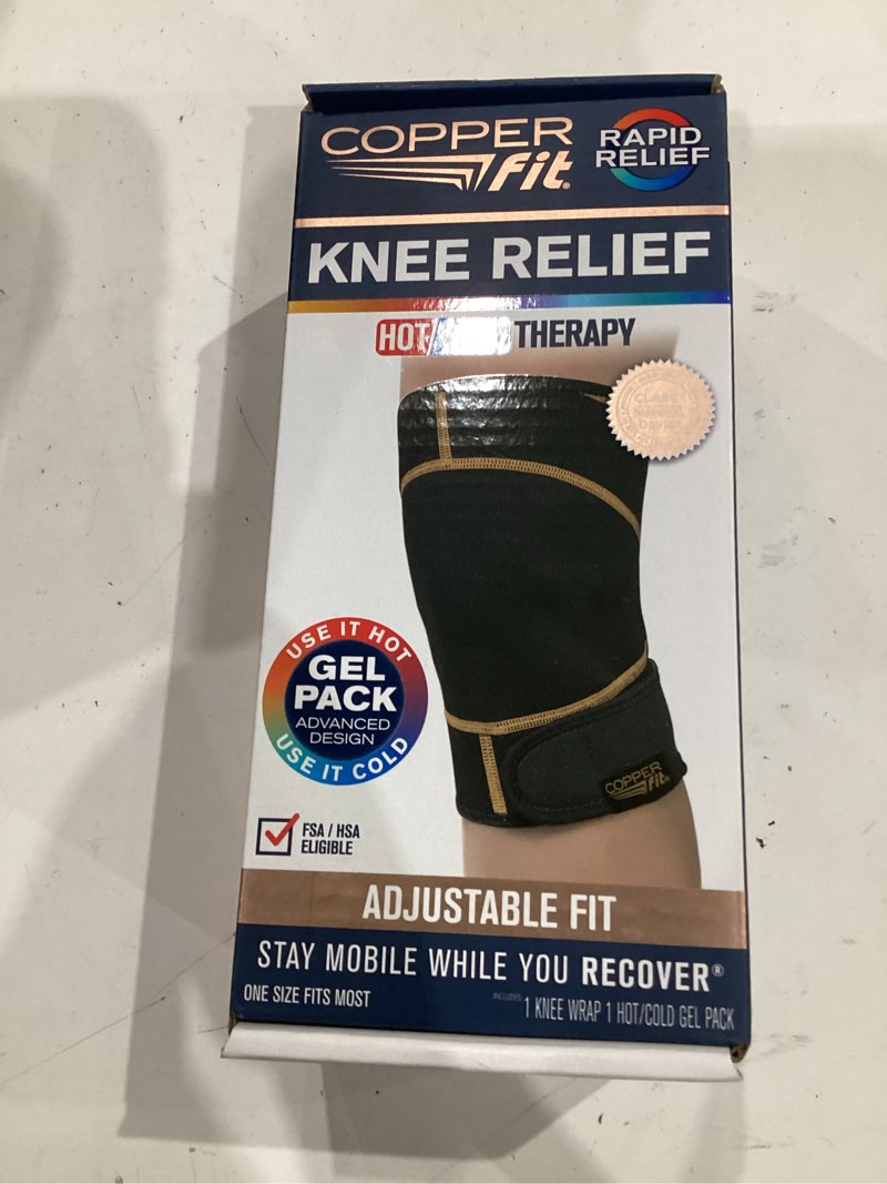 Condition photo showing Good Condition for copper fit unisex adult rapid relief knee wrap with hold/cold therapy abdominal support, black, adjustable