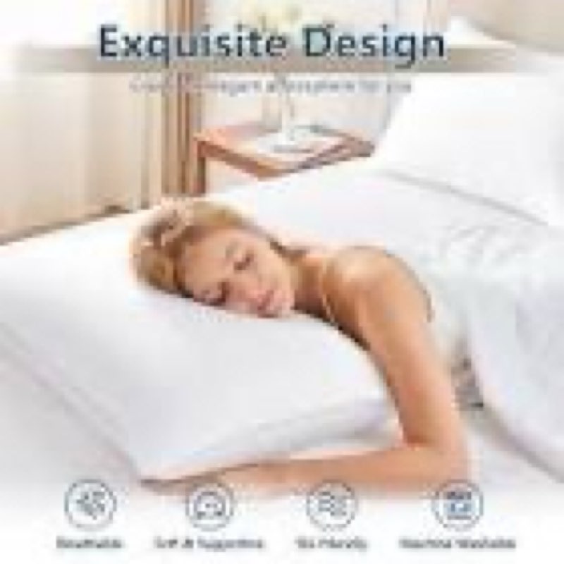 cozylux soft supportive bed pillows for side and back sleepers, oeko-tex certified down alternative filling, hotel quality fluffy sleeping pillow, white, queen - 18\" x 28\", 2 pack queen - 18\" x 28\" 2