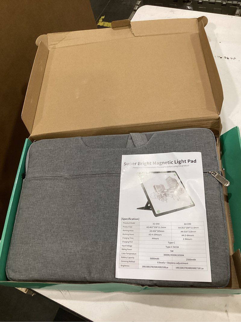 Condition photo showing Good Condition for zocelight rechargeable a4 light pad with built-in stand & bag,super bright magnetic light box for tracing,wireless diamond art light board with side buttons, light table for diamond painting,sketching black a4 with bag