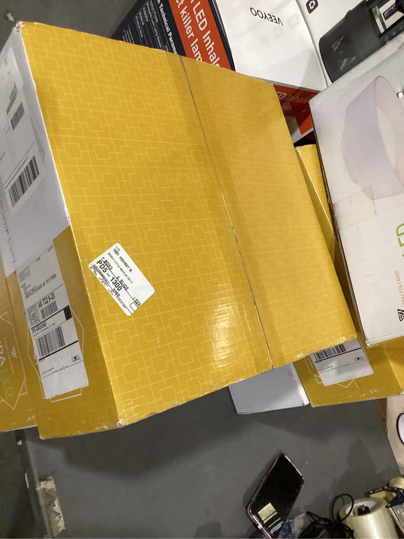 Condition photo showing New/Like New for canarm adira 14-inch led flush mount ceiling light, white acrylic drum, integrated dimmable led, modern lighting for bedroom or kitchen