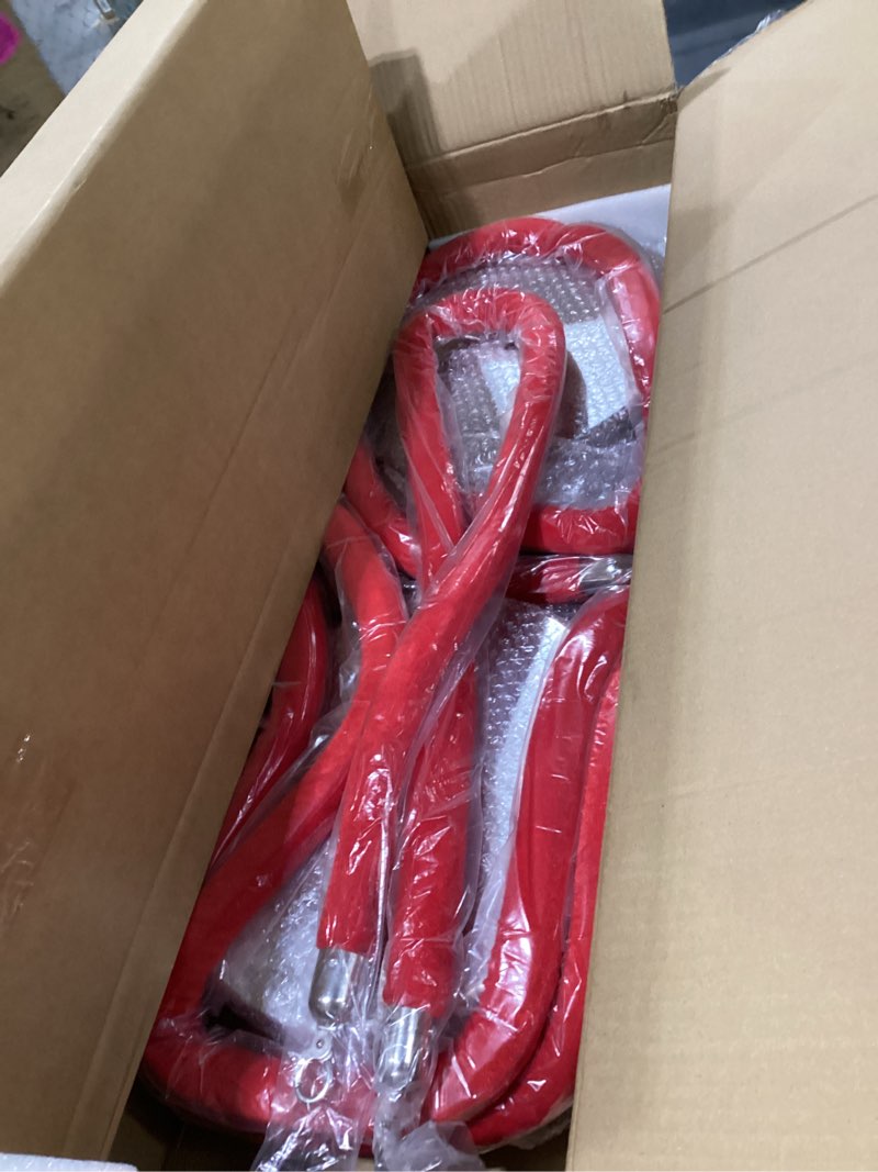 Condition photo showing New/Like New for VIVOHOME Stainless Steel Stanchion Post Queue 6PCS Pole w/ 4 Red Velvet Ropes, Crowd Control Barriers w/Fillable Base for High-end Venues, Museums, Party Supplies (6 Pieces, Silver) 37.4"(H)x5 Ft(L) Sliver 6