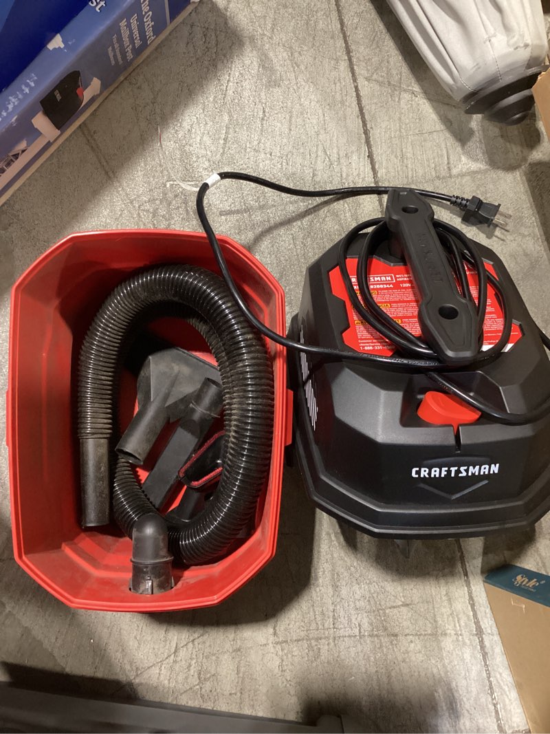 Condition photo showing Good Condition for craftsman 3-gallon 3 hp corded wet/dry shop vacuum with accessories included