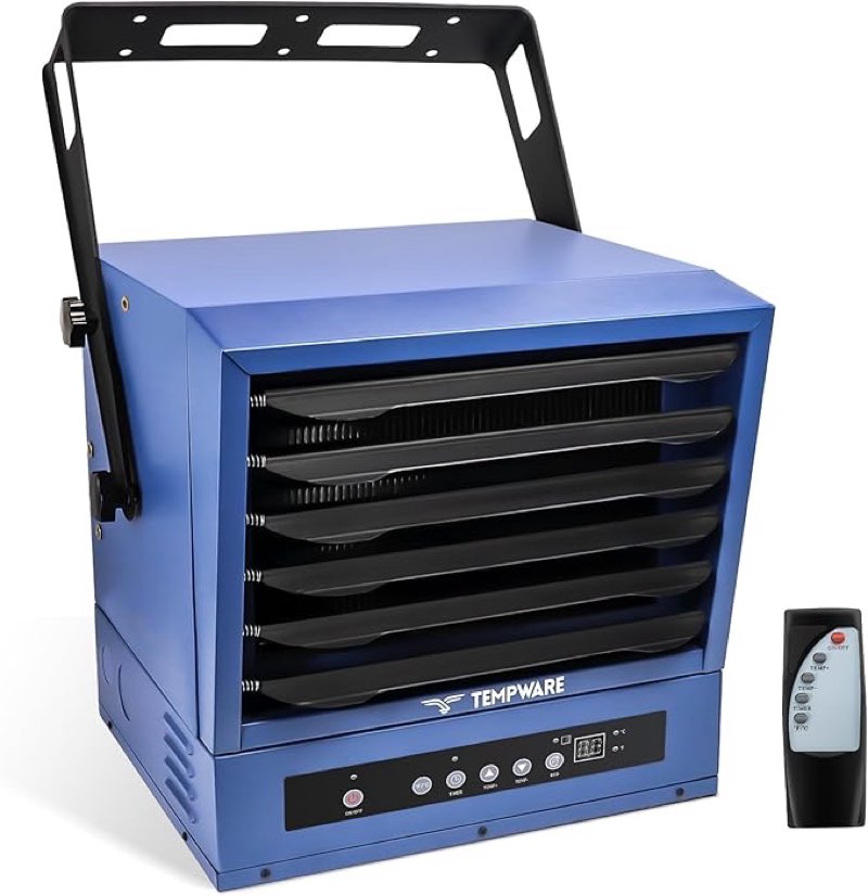 10000W Electric Garage Heater, 240V Hardwired Digital Ceiling Mount Fan-Forced Shop Heater with Full-Function Remote and 12-Hour Timer, Ideal for Workshop Warehouse