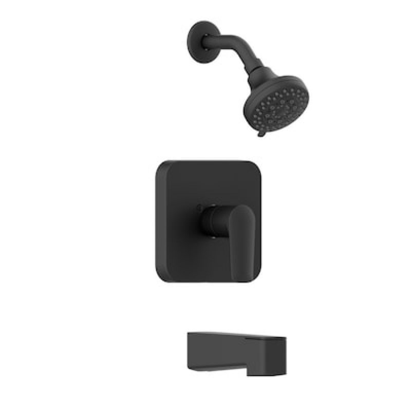 allen + roth dunmore matte black 1-handle multi-function 3.752-in round bathtub and shower