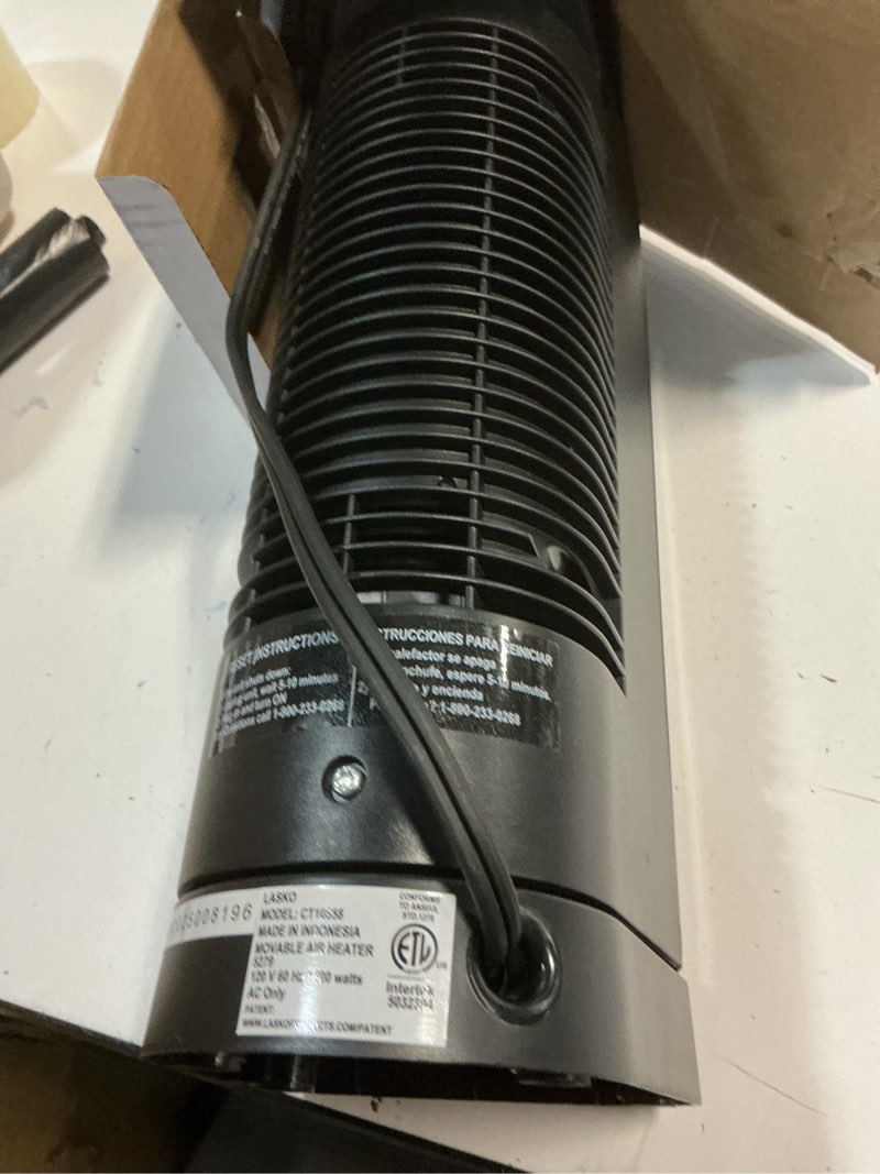 Condition photo showing As Is for lasko - ceramic tower heater with electronic control (ct16558)