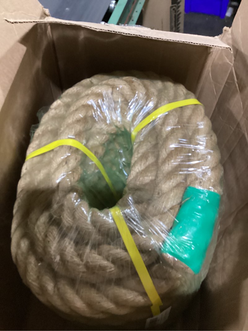 Condition photo showing New/Like New for jute rope natural jute manila rope nautical hemp rope twisted natural thick heavy duty ropes for crafts, bundling,anchor, hammock, nautical, tug of war, railings,decorate (1-1/4 in x 100 ft) 1 1/4 inch x 100 feet