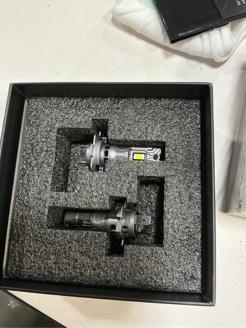 Condition photo showing New/Like New for fahren h7/h7ll light bulbs, [5th-gen & brightest] 75000lm 12x ultra brighter, 1:1 mini size real plug and play, no extra adapter needed, 6500k cool white h7 fog light bulbs with cooling fan, pack of 2