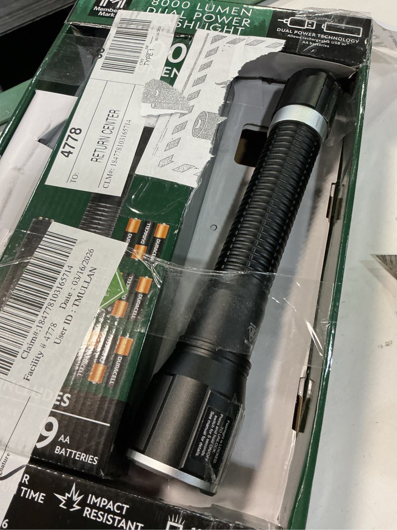 Condition photo showing Good Condition for member's mark 8,000 lumen dual power flashlight