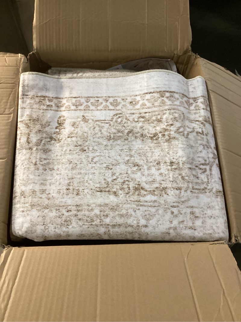Condition photo showing Good Condition for washable area rug 8x10, large soft rugs for living room vintage beige 8x10 area rugs for bedroom dining room floral non-slip thin rug beige/ivory 8' x 10' (rectangular)