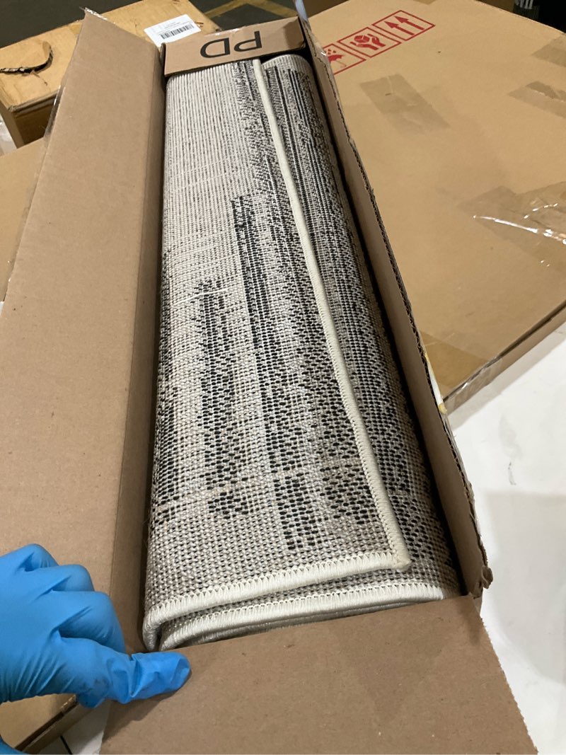 Condition photo showing Good Condition for JONATHAN Y Khalil Modern Berber Stripe Cream/Black Runner Rug, 2x8, Contemporary, Bohemian, Easy-Cleaning for Living Room, Bedroom, Kitchen, Pet Friendly, Non-Shedding (MOH207A-28) Cream/Black 2'3" x 8' (Runner)