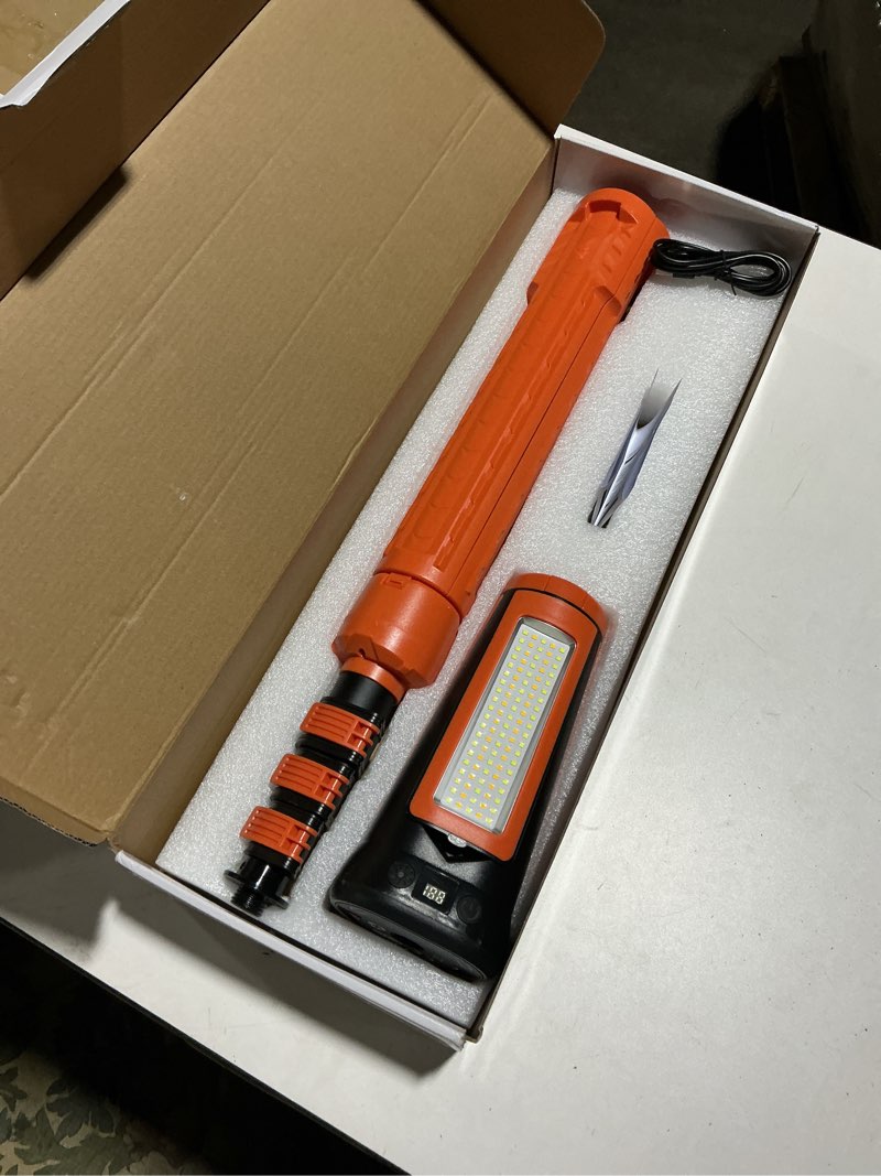 Condition photo showing Good Condition for skyfire rechargeable camping light, 5500 lumens led work light with detachable tripod, 10000mah battery powered, solar magnetic waterproof outdoor light for camping, emergency, construction site