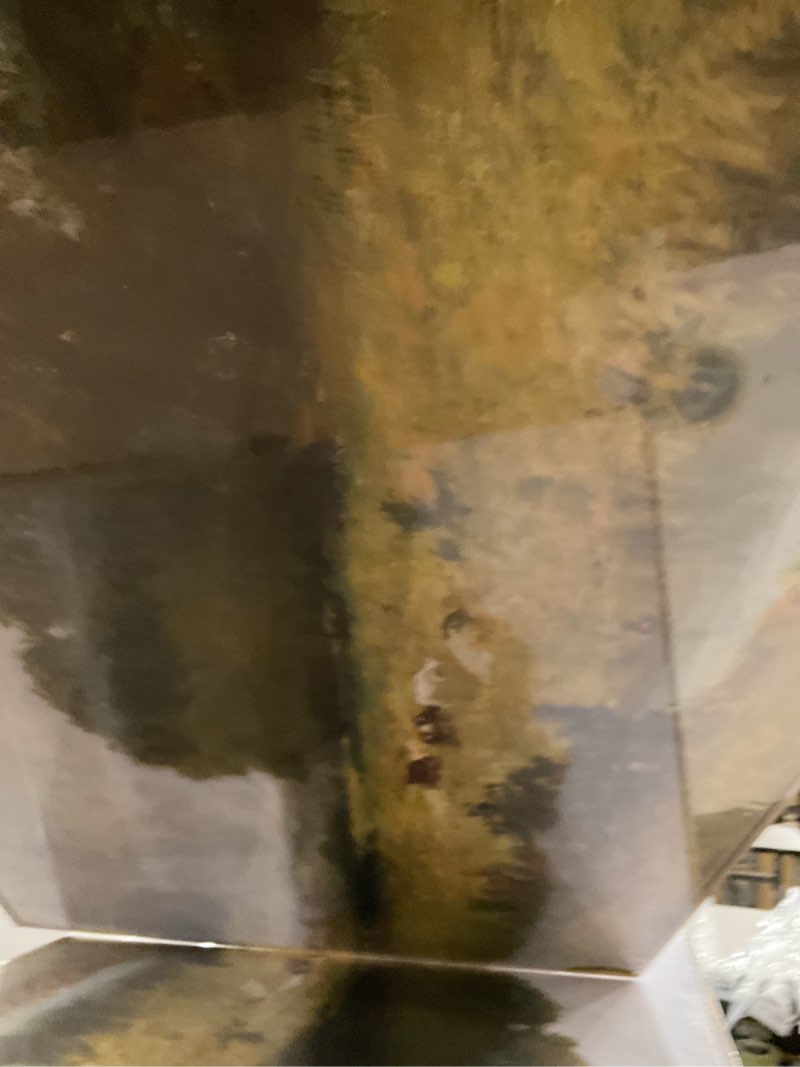 Condition photo showing New/Like New for OIQArtOIQ Vintage Landscape Canvas Wall Art Framed Natural Scenery Painting Artwork Prints France Country Wilderness Farmhouse Decor Pictures Kitchen Bedroom Living Room Bathroom Wild cow Framed 8x10 in