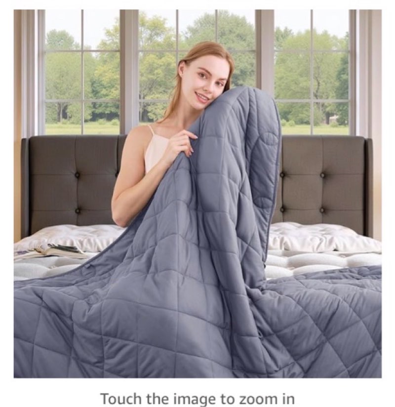 omystyle weighted blanket for adults (15lbs, 48''x72'') - twin size heavy throw blanket, breathable and cooling microfiber material with premium glass bead for all season use, machine washable, grey (similar product)