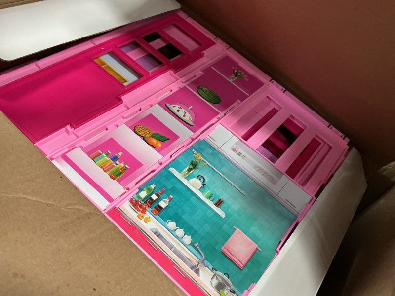 Condition photo showing As Is for dreamy doll house, dollhouse playhouse with large rooms & big furnitures, including elevator, foldable dolls house toys gifts for girls kids ages 3+