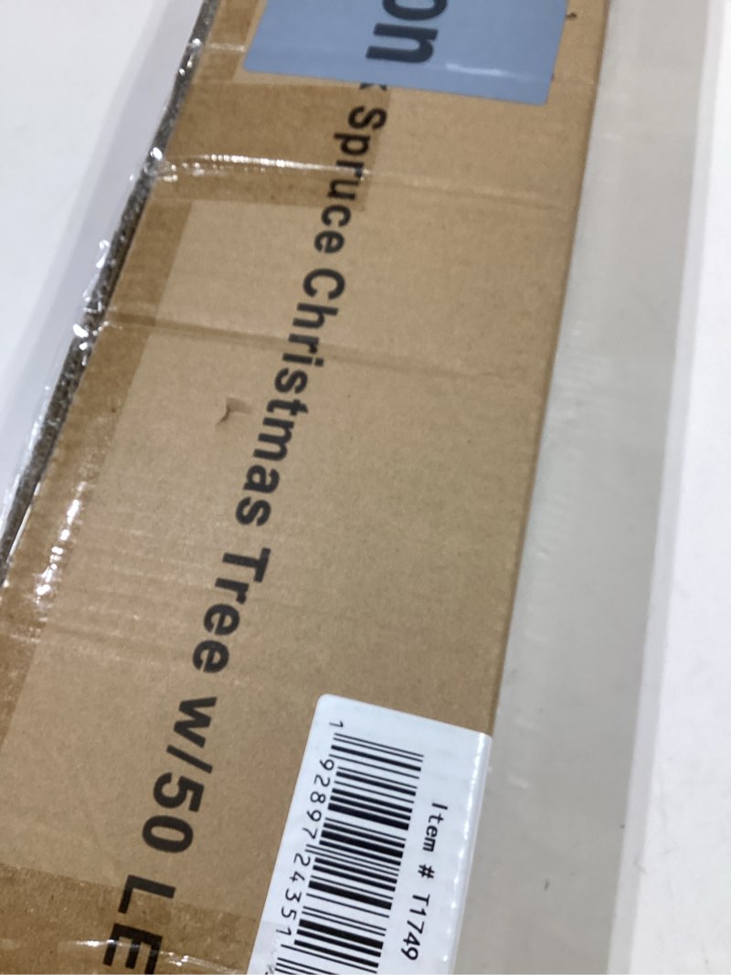 Condition photo showing New/Like New for Nearly Natural 3ft. Flocked Rock Springs Spruce Artificial Christmas Tree with 50 Clear LED Lights