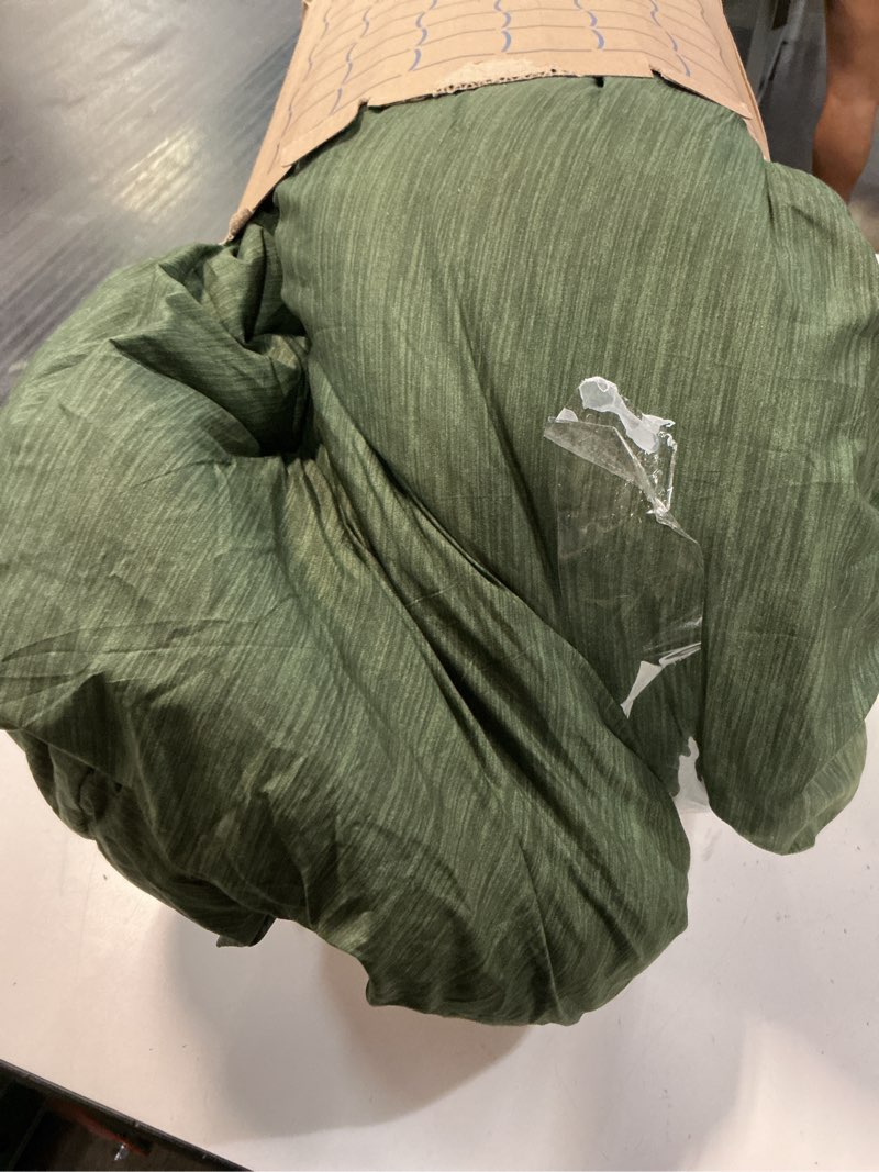 Condition photo showing As Is for bedsure king size comforter set - dark green soft bedding for all seasons, cationic dyed bed set, 3 pieces, 1 king size comforter (104"x90") and 2 pillow shams (20"x36"+2") king 12 - dark green