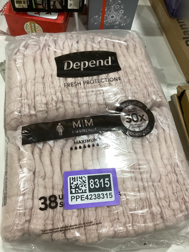 Condition photo showing Good Condition for Depend Fresh Protection Adult Diapers, Incontinence & Postpartum Bladder Leak Underwear for Women, Disposable, Maximum, Medium, Blush, 38 Count (1 Packs of 38), Packaging May Vary Medium 38