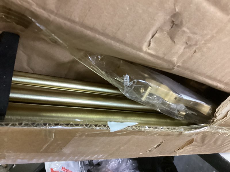 Condition photo showing Good Condition for Double Curtain Rods with Aluminum End Cap and Full Surround Brackets,1"Front and 5/8" Back Rod,Adjustable between 140 to 164 Inches (11.5-13.5 Feet), Brass Double Window Drapery Rod 140-164" Brass