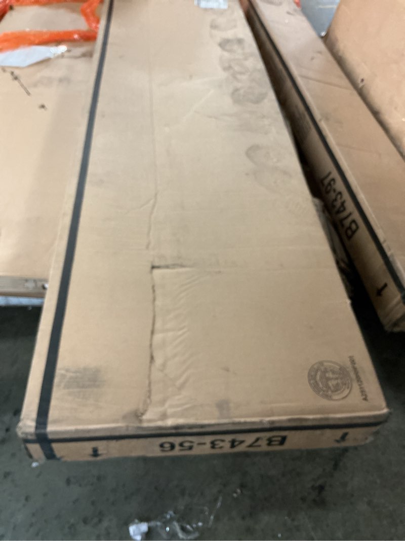 Condition photo showing As Is for (Incomplete) Signature Design by Ashley Realyn Traditional Upholstered Panel Bed with Tufted Design, Foundation or Box Spring Needed, King, Beige King Upholstered Panel Bed