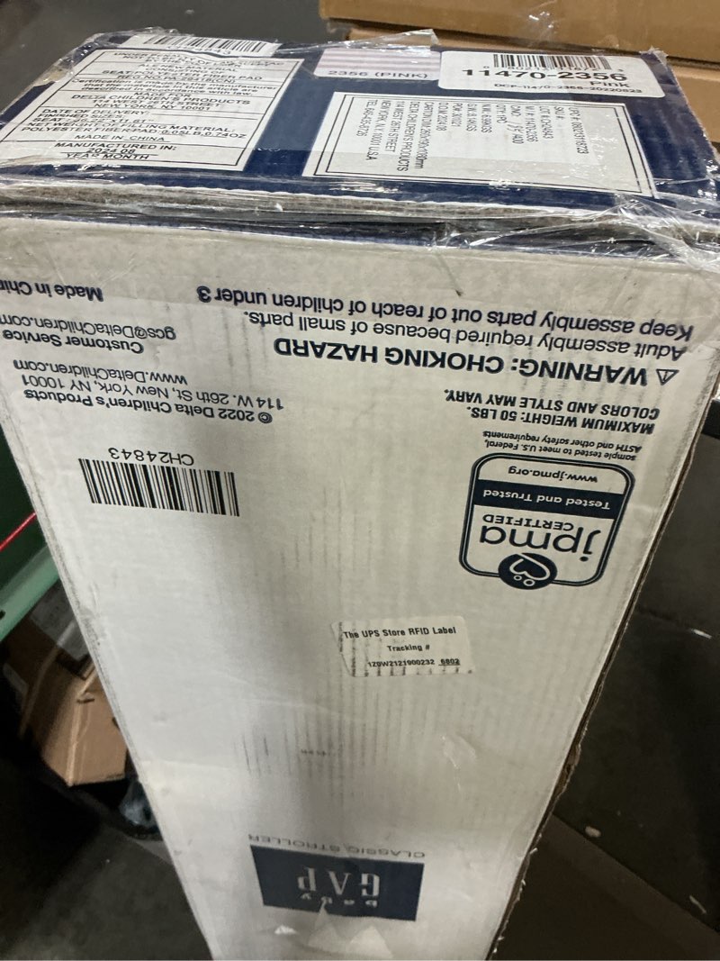 Condition photo showing Good Condition for babyGap Classic Stroller - Lightweight Stroller with Recline, Compact Fold & Removable Parent Organizer - Made with Sustainable Materials, Pink Stripes