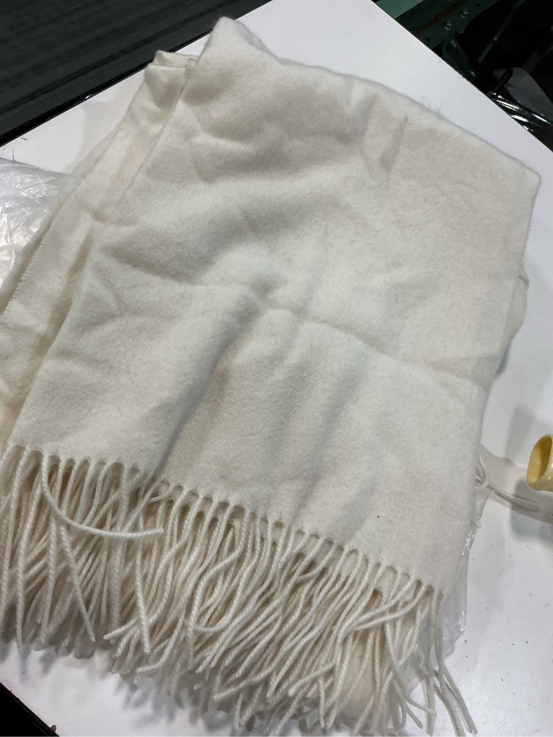 Condition photo showing As Is for mongolian cashmere throw, 50x70, ivory