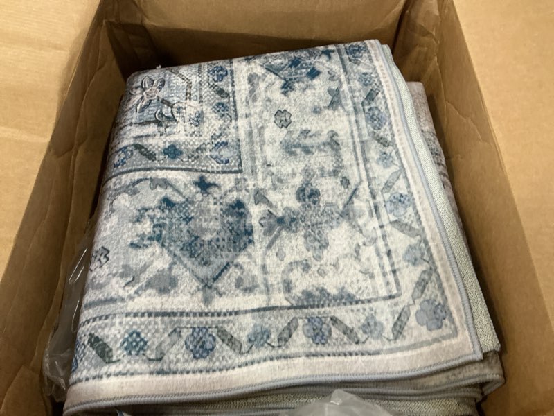 Condition photo showing Good Condition for releany washable area rug, 8'x10', blue/white/gray | non-slip, water repellent, pet friendly, easy to clean, vintage floral boho decor for living room bedroom dining room blue/white/gray 8' x 10' (rectangular)