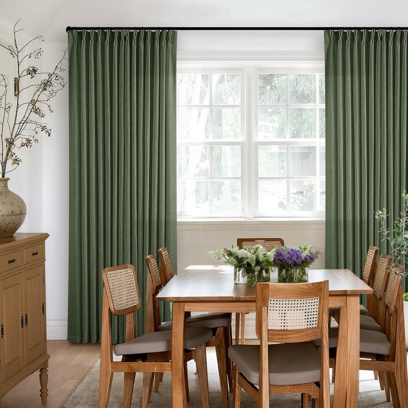 pleated linen olive green curtains 102 inches long 2 panels set for living room bedroom polished loo