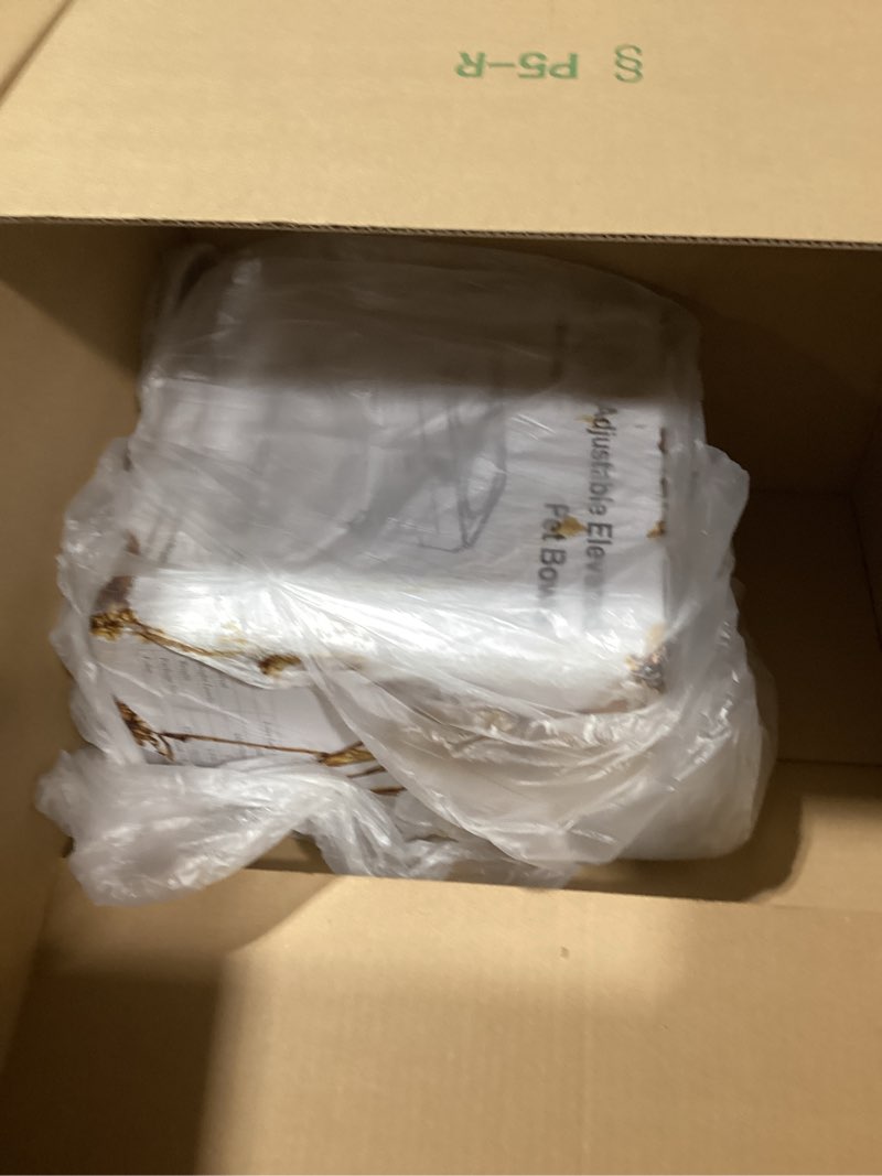 Condition photo showing Good Condition for Elevated Dog Bowls for Large Dogs 5 Adjustable Heights 7.5"-15.4", 2 X-Large 10” Stainless Steel Bowls, Heavy Duty Raised Dog Bowl Stand Foldable Pet Feeder for Dogs Shoulder Height Over 15”, Black Black 10" for Large Dogs