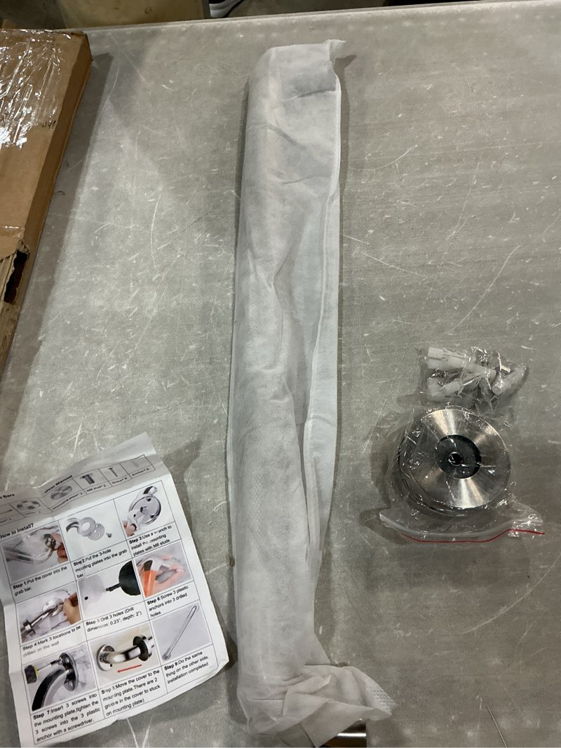 Condition photo showing New/Like New for amazon basics bathroom safety handicap grab bar, 16 inch length, 1.25 inch diameter, sturdy support, holds up to 500lbs, ada compliant, stainless steel 1.25-inch diameter 16 inch
