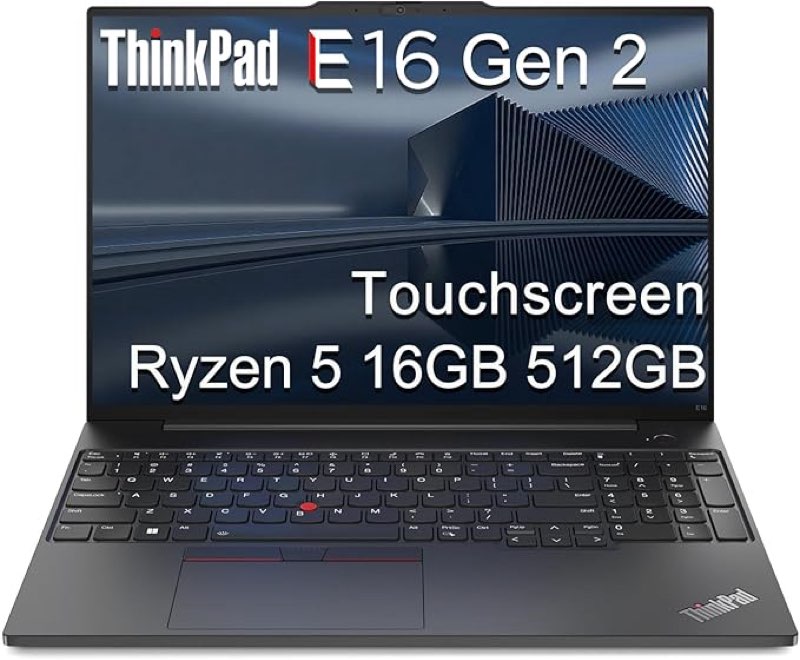 lenovo thinkpad e16 gen 2 business laptop (16" fhd+ pantalla táctil, amd ryzen 5 7535u (> intel i7-1255u), 16gb ddr5 ram, 512gb ssd), lector de huellas dactilares, cámara web, ethernet, win 11 pro con