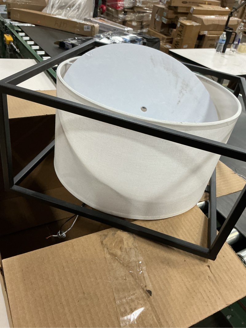 Condition photo showing As Is for Golden Lighting 2243-SF BLK-MWS Manhattan Semi-Flush - Damp, Matte Black