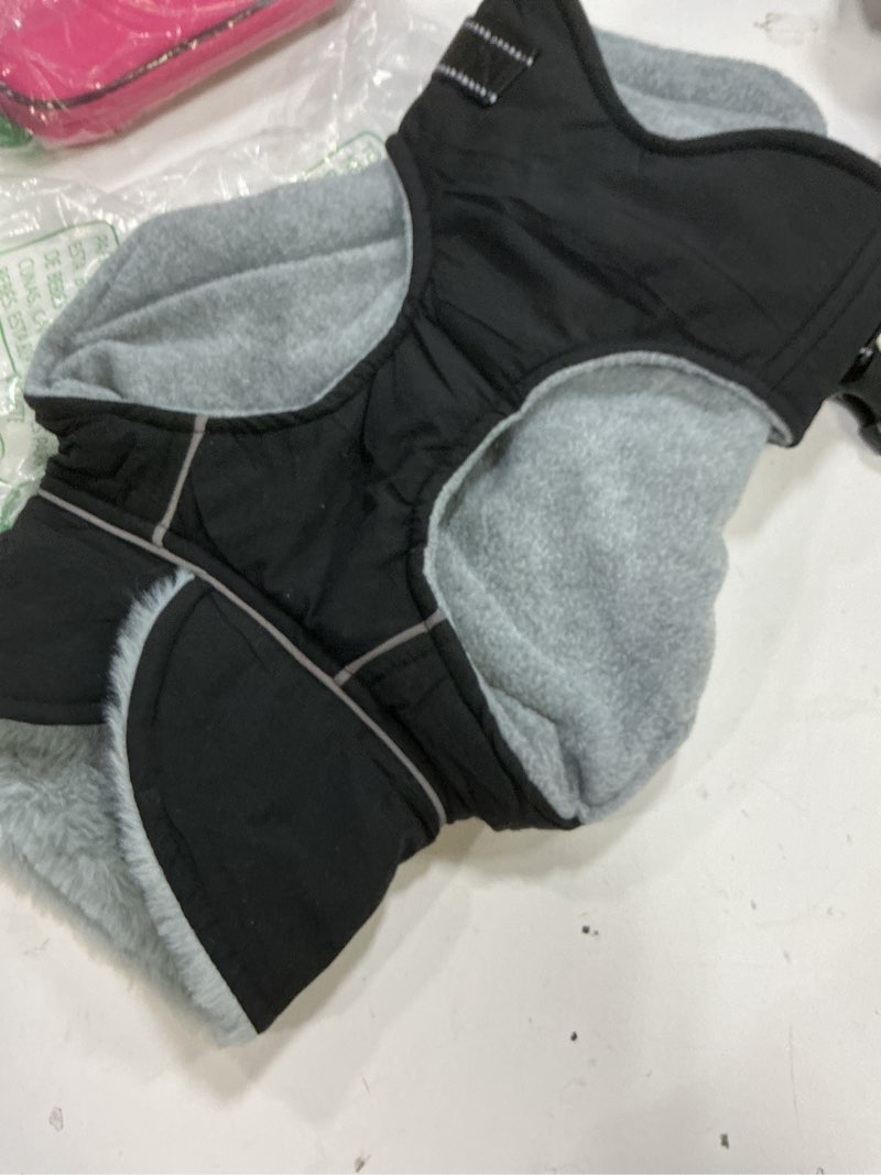 Condition photo showing Good Condition for (size:s)lelepet warm dog coats for small dogs waterproof dog jacket reflective pet fleece vest windproof cold weather coats with adjustable buckle & leash hole, black, s s black