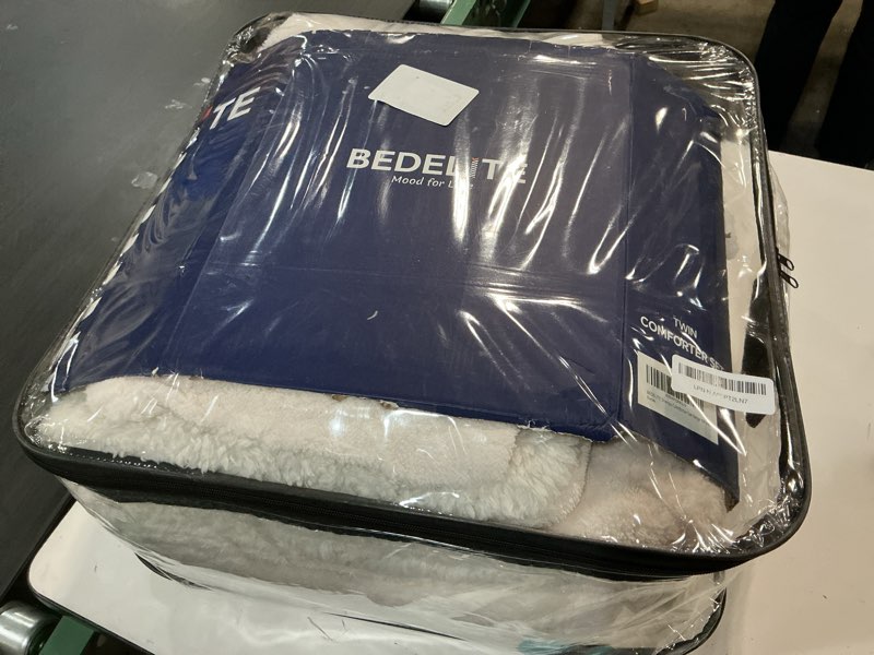 Condition photo showing As Is for BEDELITE Fluffy Twin Comforter Set - Super Soft Sherpa Beige Comforter for Twin Size Bed, Luxury Warm Bedding Set for Winter, Fuzzy Bed Set 2 Piece (1 Comforter, 1 Pillowcase) Beige Twin