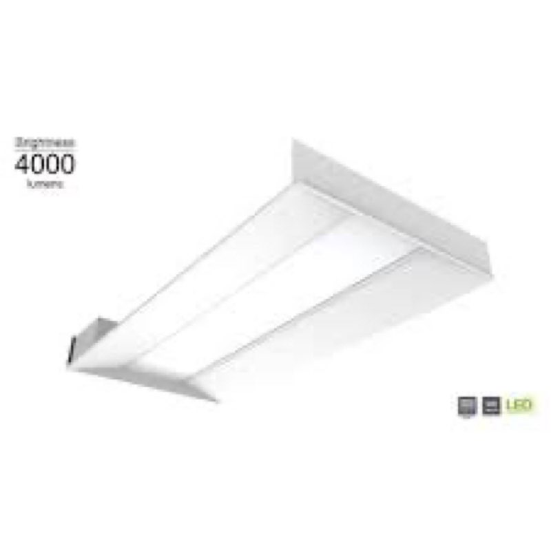 Commercial Electric 1-Pack 2 ft. x 4 ft. White Selectable CCT Integrated LED Center Basket Troffer Light Fixture at 4000 Lumens, 3500-4000K
