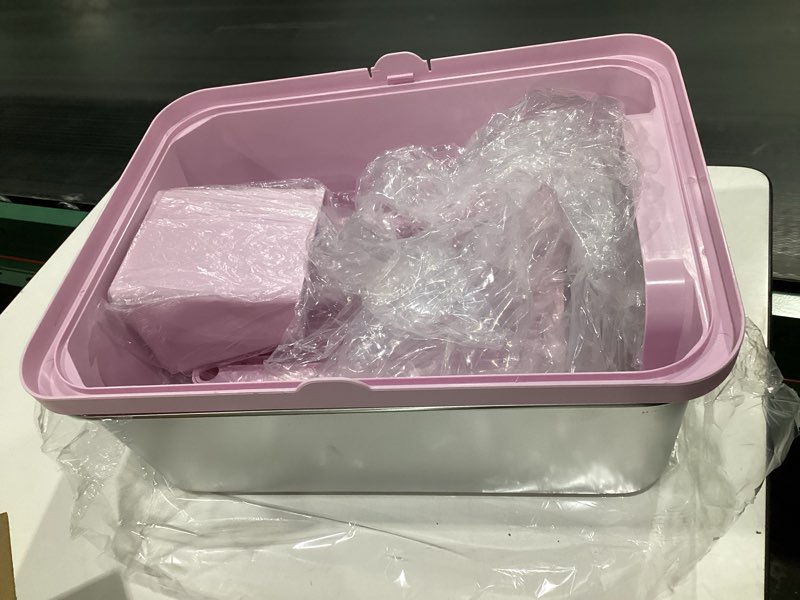 Condition photo showing Good Condition for RIZZARI Cat Litter Box Large: Pink Stainless Steel Leakproof Open Top Tray for Odor Control Bathroom Balcony Use - Multi-Cat Household Solution