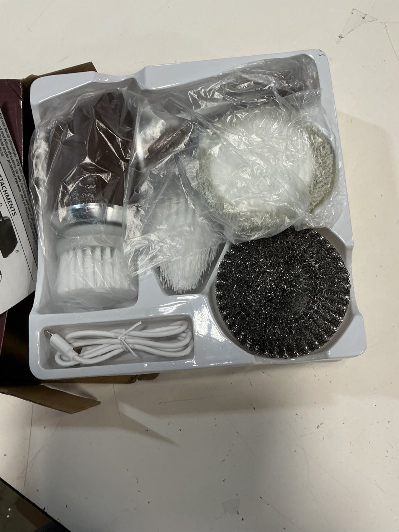 Condition photo showing Good Condition for horsepower electric power scrubber, waterproof, spins 350 rpm, 5 brush heads, as-seen-on-tv, cleans dirt & grime, tile, grout, bathrooms, kitchen, auto rims, outdoor furniture & more, rechargeable