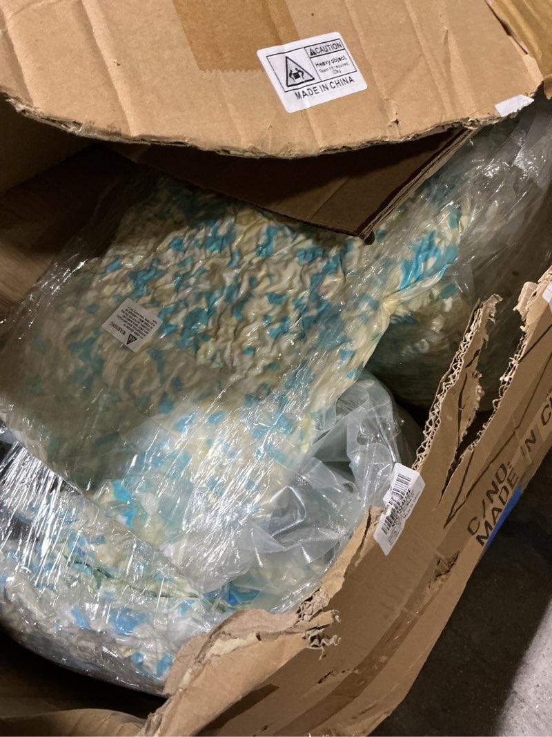 Condition photo showing New/Like New for 55lbs bean bag filler, pillow filler stuffing, bean bag filling, shredded memory foam filling, punching bag filler, foam refill for pouf/ottoman stuffing/boxing bag,added gel particles electric blue & white 55.0 pounds
