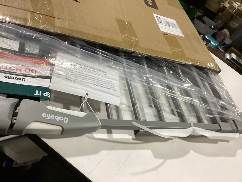 Condition photo showing As Is for Babelio Baby Gate with Adjustable Cat Door,29-43" Auto Close Durable Pet Door for Stairs,Doorways and House, Pressure Mounted,Easy Install,Effortless Walk Thru,Gray Gray 29-43" Wide, 30" Tall