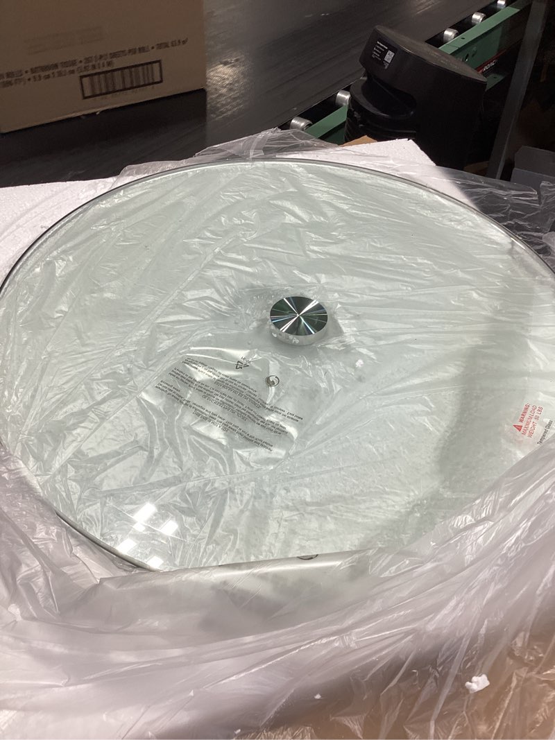 Condition photo showing Good Condition for the better bevel 20 inch round glass table top - clear tempered glass surface protector - safe pencil polished edge - coffee, dining and end table 3/8" thick - pencil polished edge 20" diameter