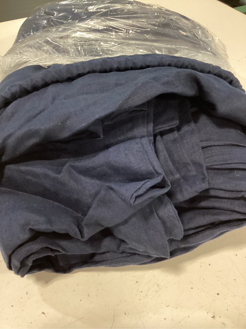 Condition photo showing Good Condition for quince european linen fitted sheet set king /cal king color nightfall