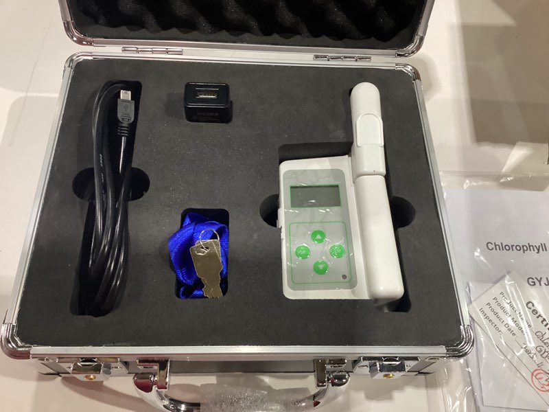 Condition photo showing New/Like New for chlorophyll meter, nitrogen meter - plant nutrition tester with 0.0-99.9 spad measurement, leaf temperature & humidity, portable, data storage & pc software for agriculture and research spad, n, temp, rh