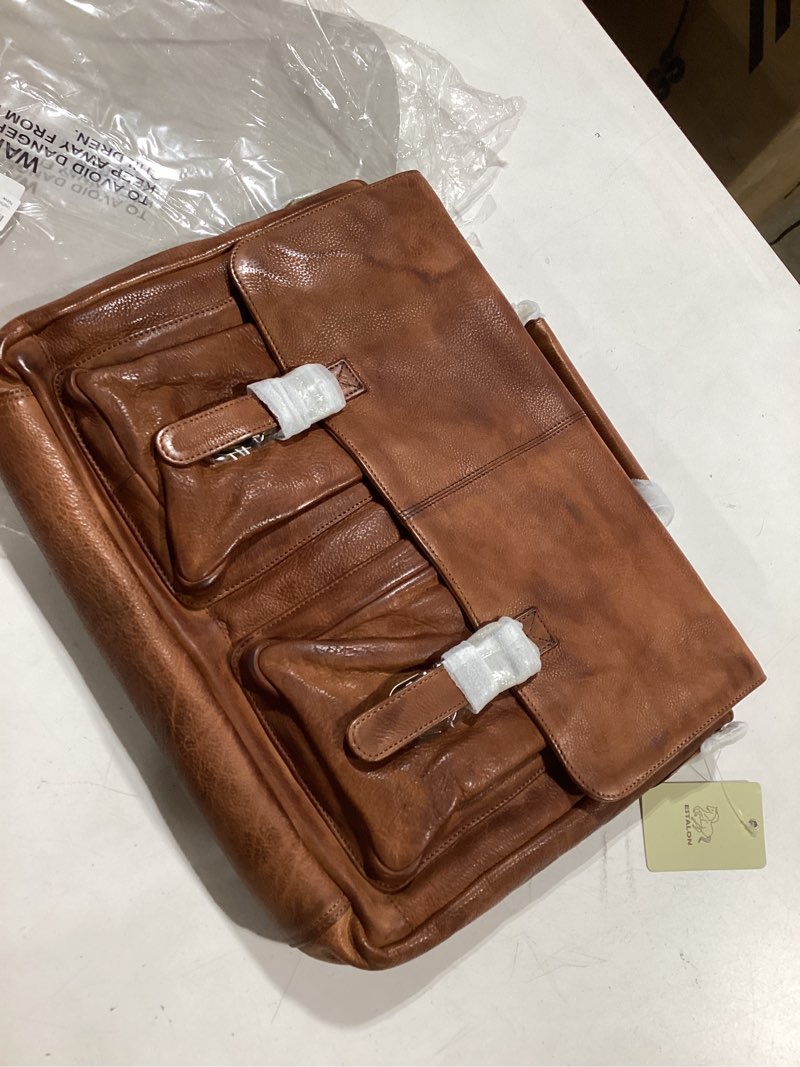 Condition photo showing New/Like New for oak leathers leather messenger bag for men and women - laptop briefcase bag for college, office, adjustable shoulder strap (glazed ginger)