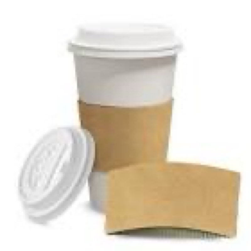 essential 16 oz heavy duty coffee cups with lids, sleeves & labels–80 pack disposable paper to go cu